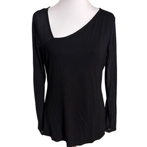 INC International Concepts Black Asymmetrical Blouse